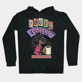 Cute funny doxie coffee drink Dachshund Coffee morning time Hoodie